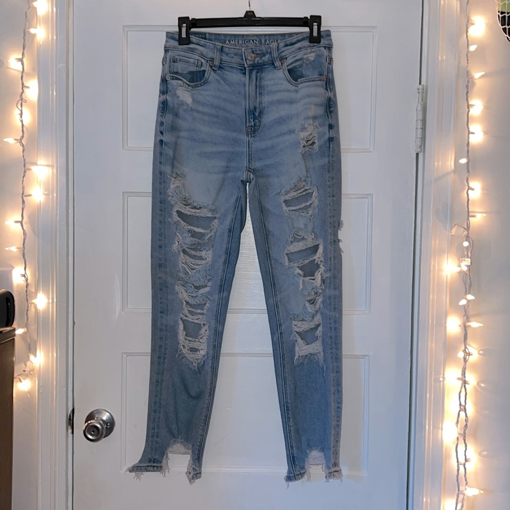Blue, American Eagle, stretch mom jeans, size 2